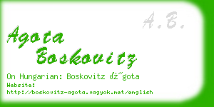 agota boskovitz business card